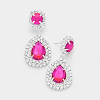 Glass Crystal Teardrop Evening Earrings