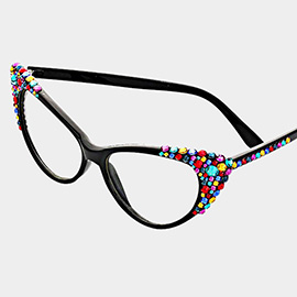 Bubbly Crystal Cat Eye Optical Glasses