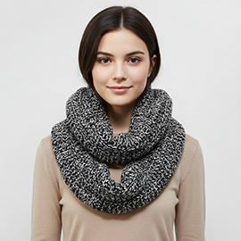 Cozy Two Tone Knit Infinity Scarf