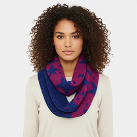 Star Pattern Infinity Sof Knit Texture Scarf