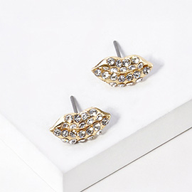 Rhinestone Crystal Pave Lip Stud Earrings