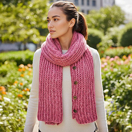 Button up Cardigan Effect Knit Yarn Shawl Scarf