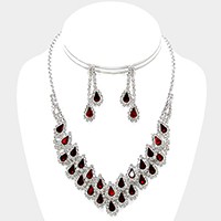 Crystal Rhinestone Teardrop Cluster Necklace