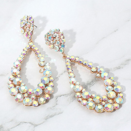 Crystal Bubble Cluster Teardrop Evening Earrings