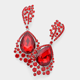 Chunky Crystal Rhinestone Teardrop Bubble Evening Earrings