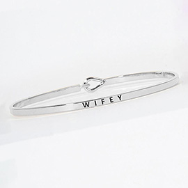 WIFEY Engraved Thin Brass Metal Bangle Bracelet