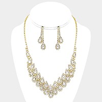 Crystal Rhinestone Teardrop Cluster Necklace