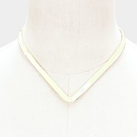 Metal V-neck open choker necklace