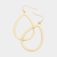 Hammered Metal Open Teardrop Dangle Earrings