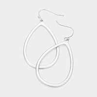 Hammered Metal Open Teardrop Dangle Earrings