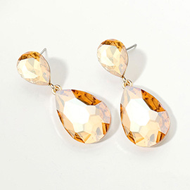 Glass Crystal Teardrop Evening Earrings