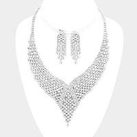 Crystal Rhinestone Pave Bib Necklace