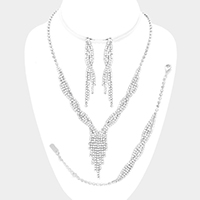 3-PCS Rhinestone fringe necklace jewelry set