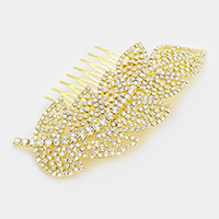 Rhinestone leaf hair comb