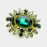 Oval Center Stone Pointed Brooch / Pendant