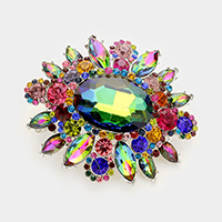 Oval Center Stone Pointed Brooch / Pendant