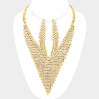 Crystal Rhinestone Marquise V-Collar Necklace