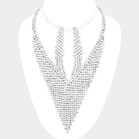 Crystal Rhinestone Marquise V-Collar Necklace