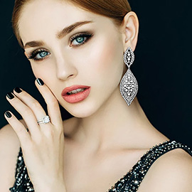 Marquise Rhinestone Clip on Earrings