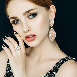 Marquise Rhinestone Pearl Embellished Clip on Earrings