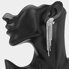 Crystal Rhinestone Long Fringe Clip on Earrings