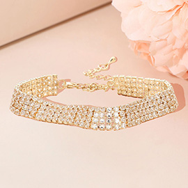 4 Rows Pave CZ Tennis Evening Bracelet