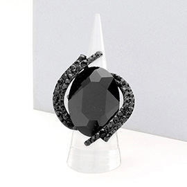 Oval Crystal Centered Stretch Ring