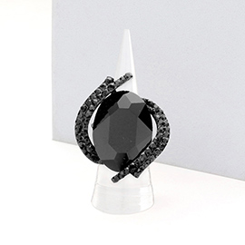 Oval Crystal Centered Stretch Ring