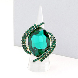 Oval Crystal Centered Stretch Ring