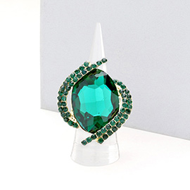 Oval Crystal Centered Stretch Ring