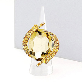 Oval Crystal Centered Stretch Ring