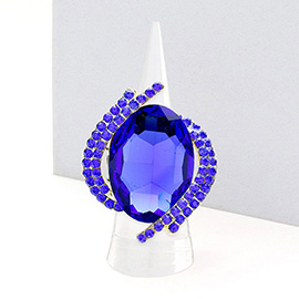 Oval Crystal Centered Stretch Ring