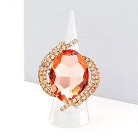 Oval Crystal Centered Stretch Ring