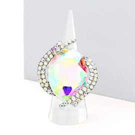 Oval Crystal Centered Stretch Ring