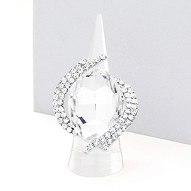 Oval Crystal Centered Stretch Ring
