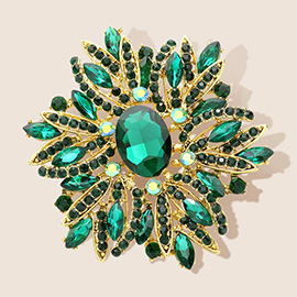 Glass Crystal Flower Brooch / Pendant