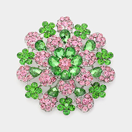 Oversized Flower Crystal Pave Pin Brooch