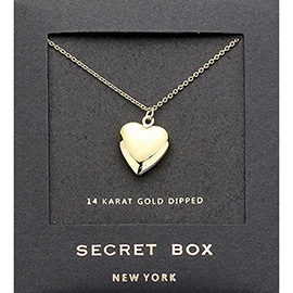 SECRET BOX_14K Gold Dipped Heart Locket Pendant Necklace