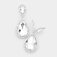 Crystal Pave Trim Teardrop clip on Earrings