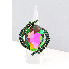 Oval Crystal Centered Stretch Ring