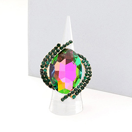 Oval Crystal Centered Stretch Ring