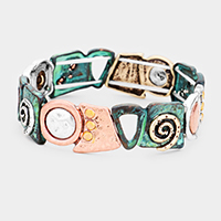 Embossed Abstract Metal Stretch Bracelet