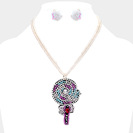 Multi Stone Candy Pendant Beaded Necklace