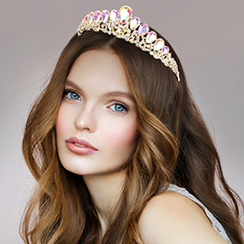 Teardrop Crystal Rhinestone Pave Princess Tiara