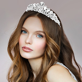 Teardrop Crystal Rhinestone Pave Princess Tiara