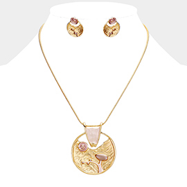 Crystal Abstract Design Pendant Necklace