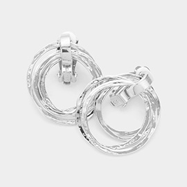 Open Circle Metal Clip On Earrings