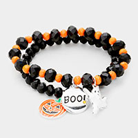 2Pcs - Halloween Charm Stretch Bead Layered Bracelets