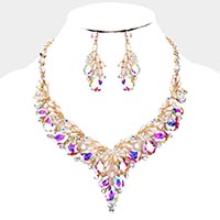 Teardrop Glass Crystal Pearl Vine Evening Necklace 