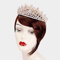 Leaf Rhinestone Crystal Heart Pageant Princess Tiara